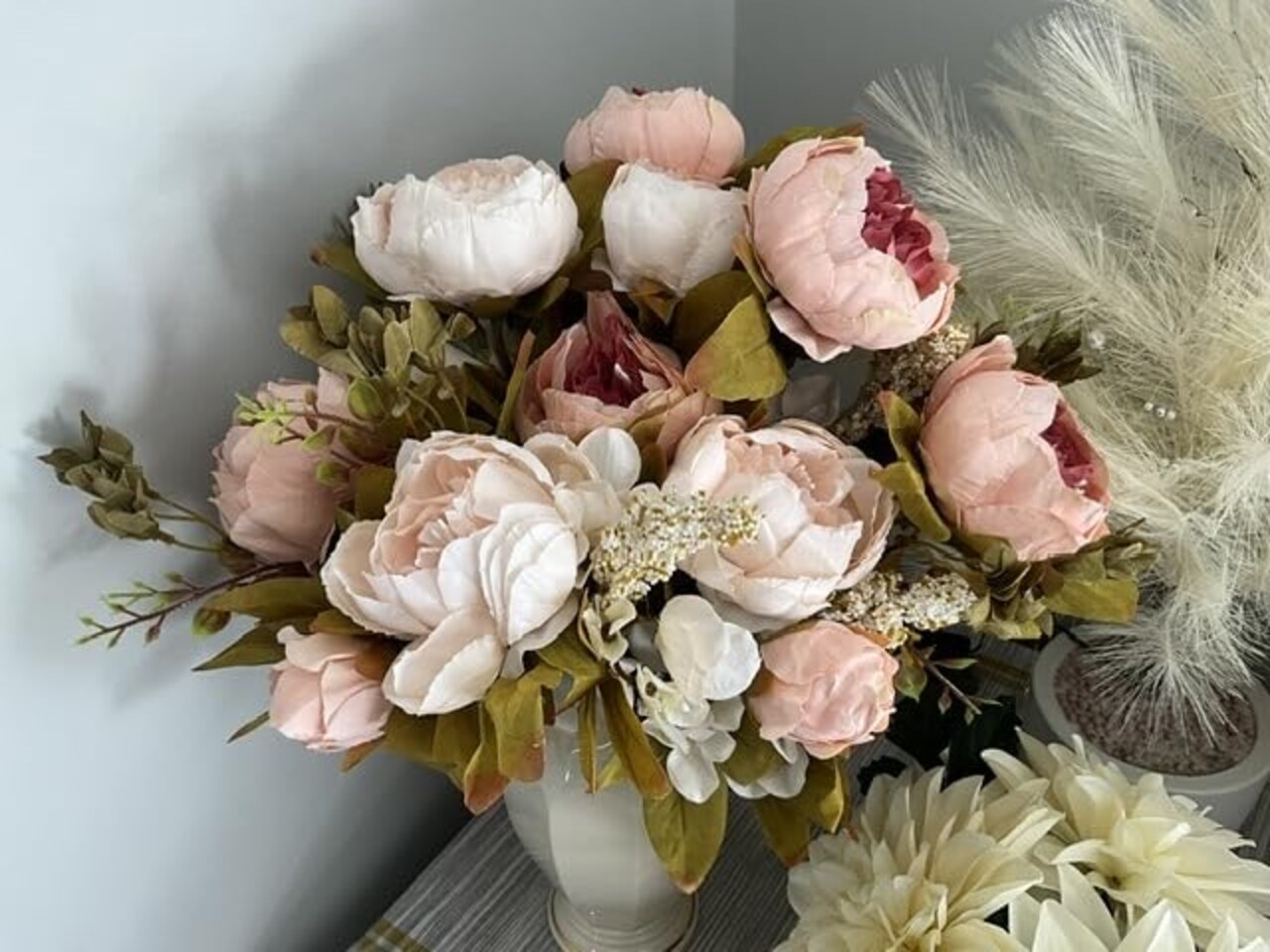 Silk Peony Bouquet – Vintage Artificial Peonies for Wedding, Home, and Office Decor
